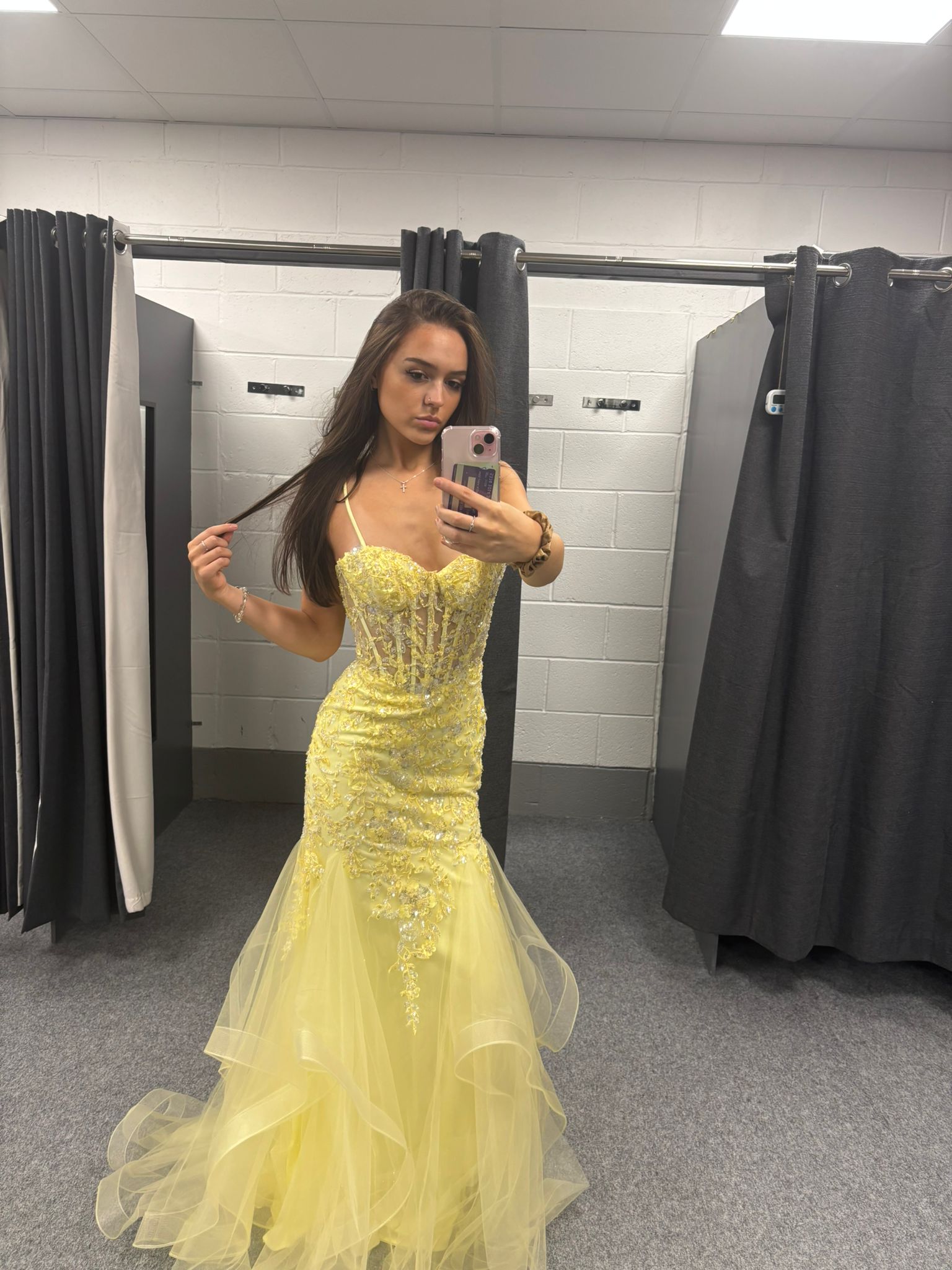 Lemon Sequinned Tulle Ballgown Prom Dress Ball Cruise RRP £645 we sell at £299