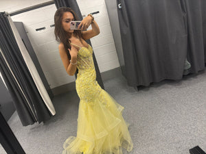 Lemon Sequinned Tulle Ballgown Prom Dress Ball Cruise RRP £645 we sell at £299