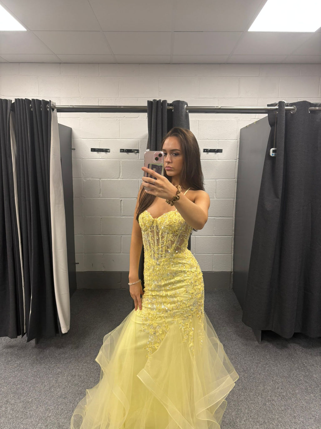 Lemon Sequinned Tulle Ballgown Prom Dress Ball Cruise RRP £645 we sell at £299