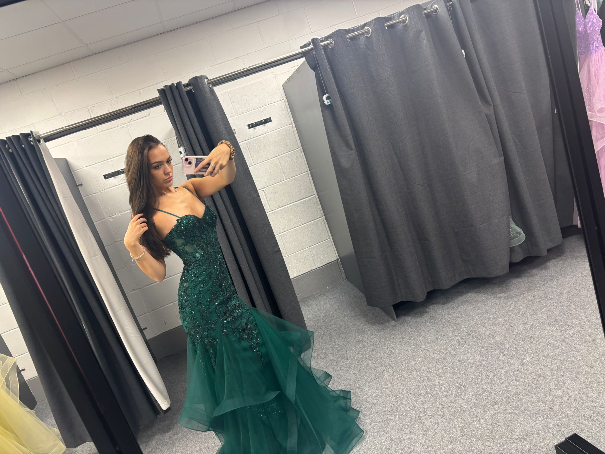 Dark Green Sequinned Tulle Ballgown Prom Dress Ball Cruise RRP £645 we sell at £299
