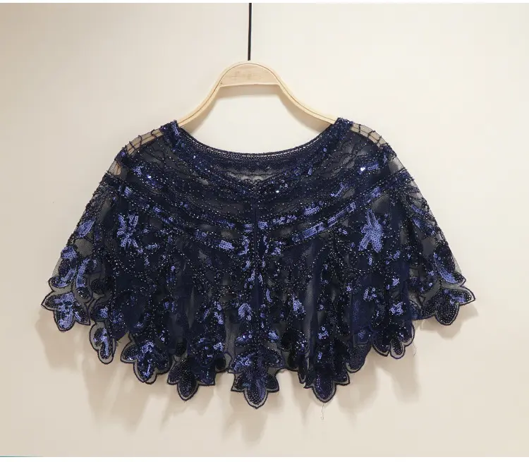 Navy Beaded Shawl... ideal if you are not too happy with your  upper arms