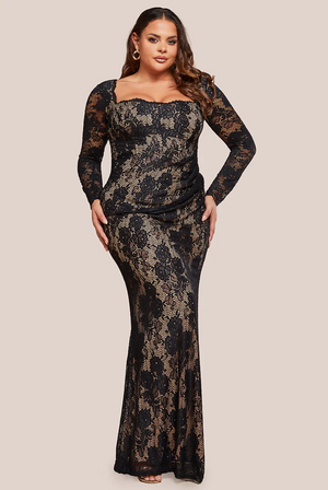 Plus Size  lace Dress (Black) Prom, Ball., Black-tie, Bridesmaid, Cruise