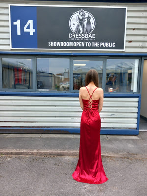 Corset Side Split dress in Burgundy , Dark Red, Prom, Cruise, Special Occasion, Formal event
