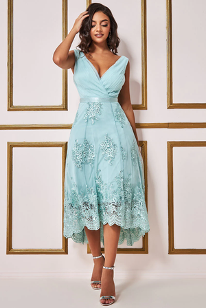 High Low Dress Sage Green Mother of Bride Groom. Wedding Guest. Cock Redcarpetdresses