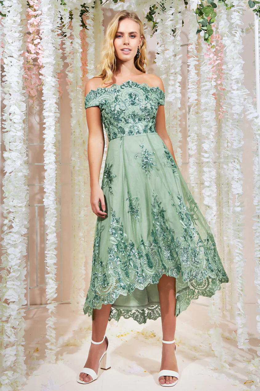 Mint green wedding guest best sale dress