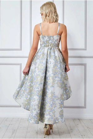 High Low Jacquard Dress (Blue) Mother of Bride/Groom. Wedding Guest. Cocktail. Ball. Cruise