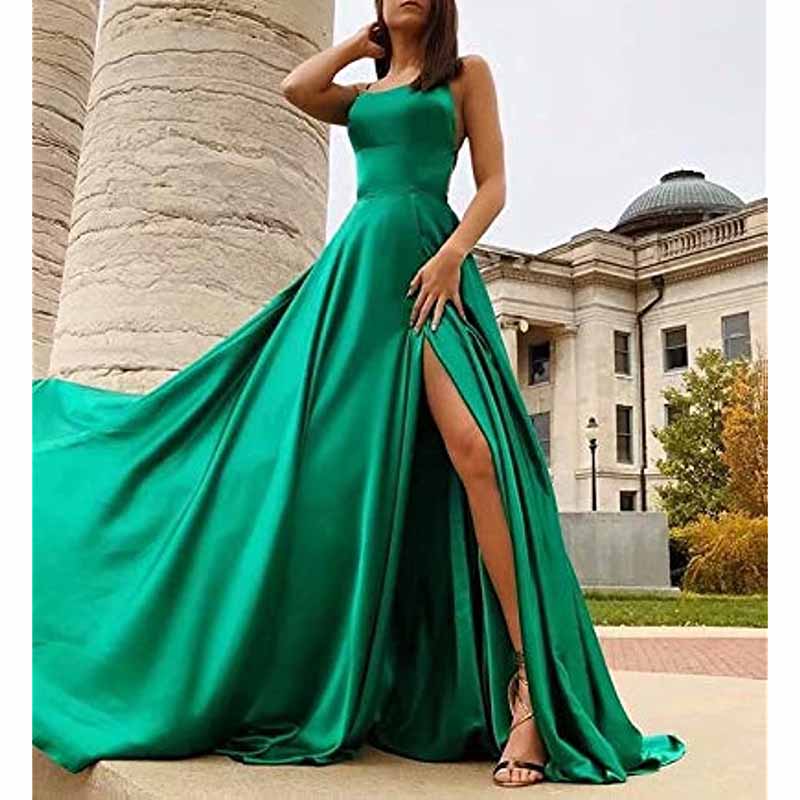 Side Split Dress with Pockets (Deep Red) Prom, Pageant, Cruise, Black-Tie, Bridesmaid, Formal Event (Copy) (Copy)
