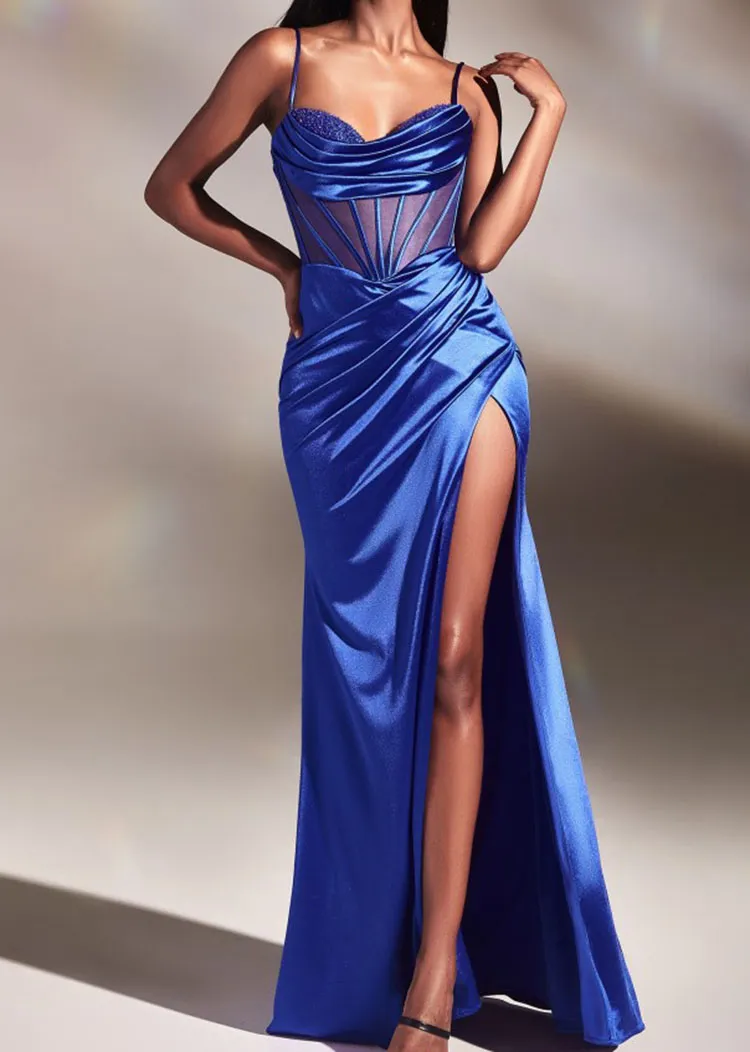 Royal Blue Corset Side Split Fitted Dress  Prom Ball Black-Tie Special Event Pageant (Copy)