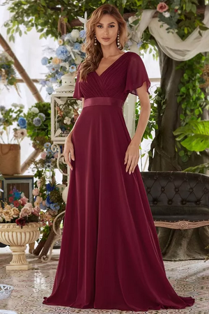 Flutter sleeve dress in Burgundy.... perfect for any occasion