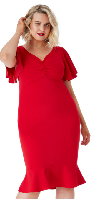 Plus Size Sequinned Dress (Red) Mother of the Bride, Wedding Guest, Races, Formal Event