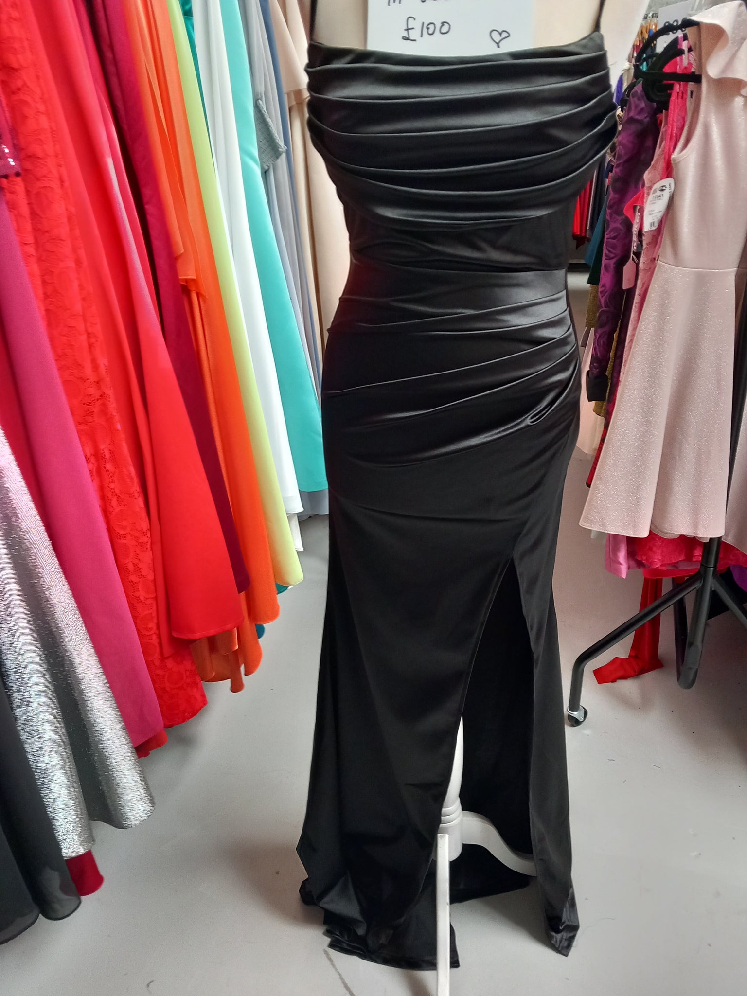 Fitted Side Split Dress (Black) Cruise, Formal, Black-Tie, Ball, Prom, Wedding Guest