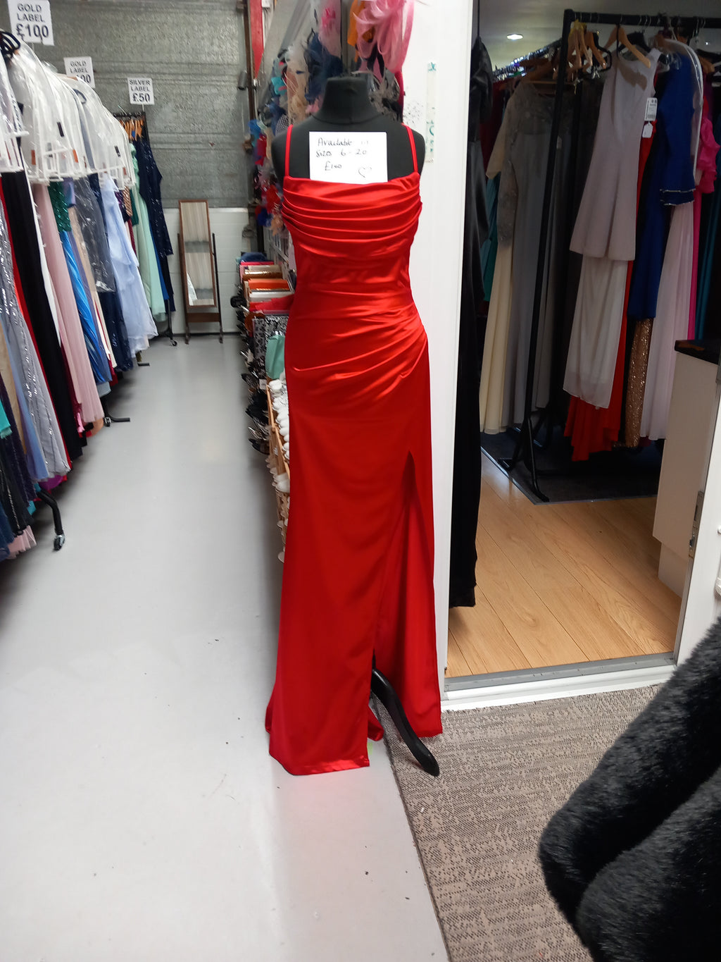 Fitted Side Split Dress (Red) Cruise, Formal, Black-Tie, Ball, Prom, Wedding Guest