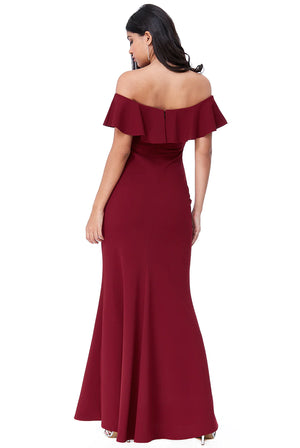 Bardot Dress (Wine-Size 14) Wedding Guest, Races, Formal Event, Races, Cocktail, Prom