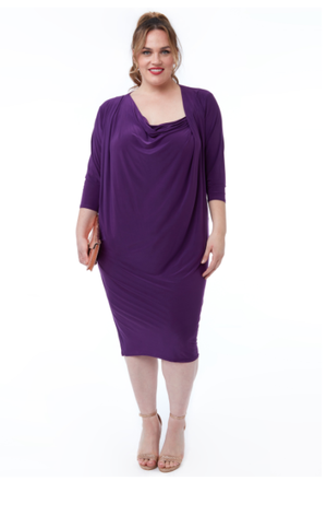 Plus Size Dress (Purple) Mother of the Bride, Wedding Guest, Races, Formal Event