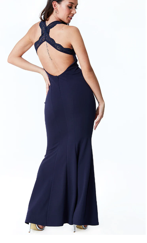 Backless Dress (Navy-Size 16) Cocktail, Prom, Cruise, Ball, Black-Tie, Wedding