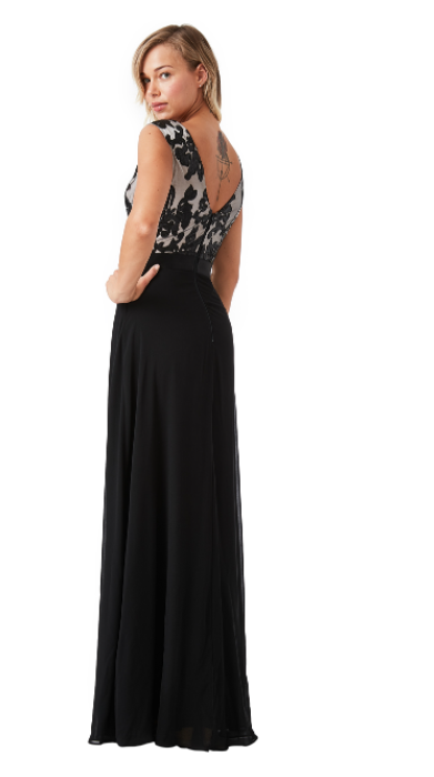 Sequinned Dress (Black-Nude-Size 10) Prom, Ball, Wedding Guest, Races, Formal Event, Races, Cocktail, Prom