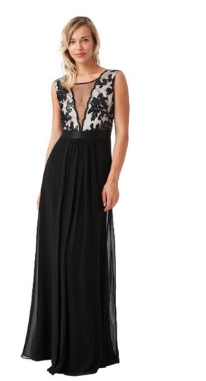 Sequinned Dress (Black-Nude-Size 10) Prom, Ball, Wedding Guest, Races, Formal Event, Races, Cocktail, Prom