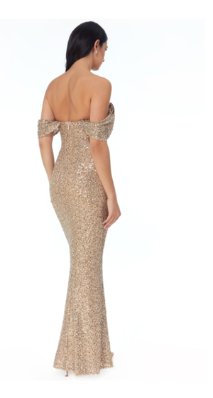 Sequinned Dress (Champagne-Size 12)Prom, Ball, Wedding Guest, Races, Formal Event, Races, Cocktail, Prom