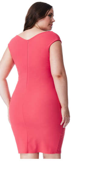 Plus Size Dress (Coral) Mother of the Bride, Wedding Guest, Races, Formal Event