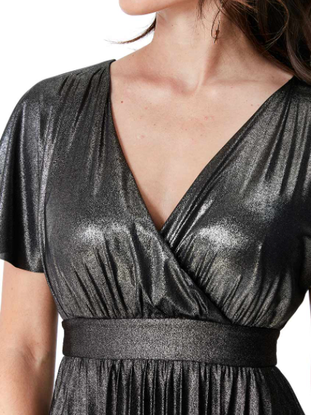 Metallic Dress (Black-Size 8) Prom, Ball, Wedding Guest, Races, Formal Event, Races, Cocktail, Prom