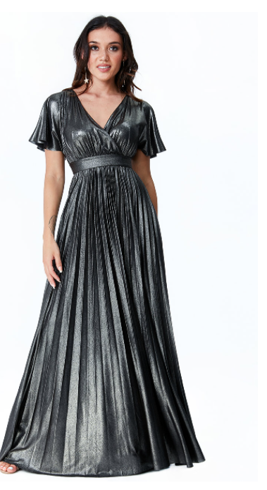 Metallic Dress (Black-Size 8) Prom, Ball, Wedding Guest, Races, Formal Event, Races, Cocktail, Prom