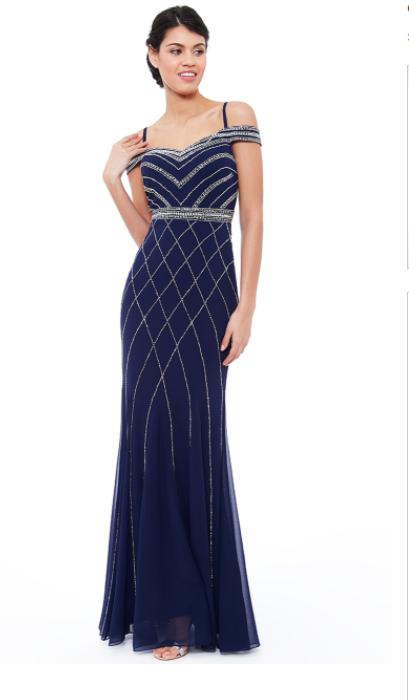 Sequinned Dress (Navy-Size 8) Prom, Ball, Wedding Guest, Races, Formal Event, Races, Cocktail, Prom