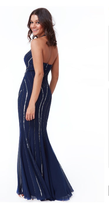 Sequinned Dress (Navy-Size 12) Prom, Ball, Wedding Guest, Races, Formal Event, Races, Cocktail, Prom