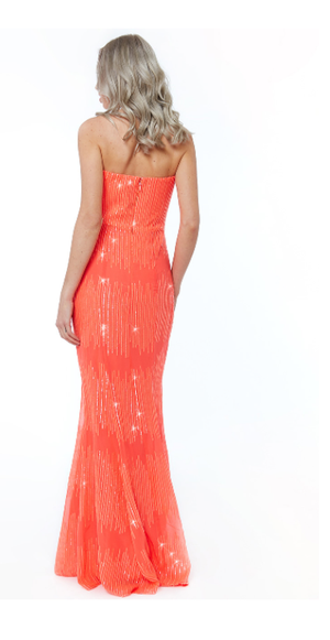 Sequinned Dress (Orange-Size 12) Prom, Ball, Wedding Guest, Races, Formal Event, Races, Cocktail, Prom