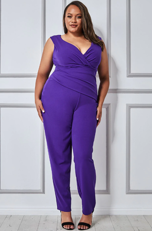 Plus Size Jumpsuit Purple Size 18 Cocktail Prom Cruise Ball Black Tie Wedding