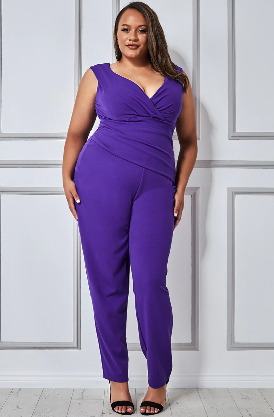 Plus Size Jumpsuit (Purple-Size 20) Cocktail, Prom, Cruise, Ball, Black-Tie, Wedding