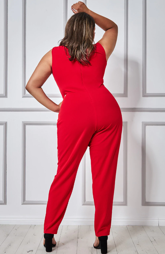 Plus Size Jumpsuit (Red-Size 18) Cocktail, Prom, Cruise, Ball, Black-Tie, Wedding