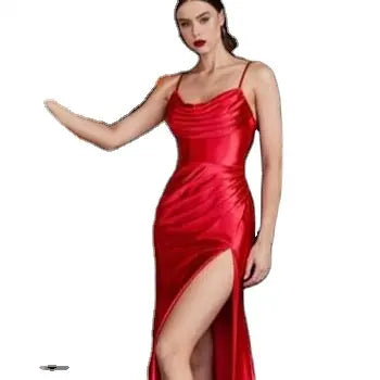 Fitted Side Split Dress (Red) Cruise, Formal, Black-Tie, Ball, Prom, Wedding Guest