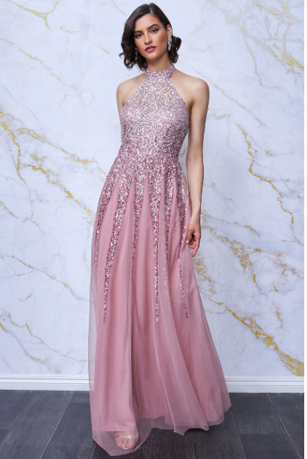 Sequinned Dress (Rose-Size 8) Prom, Ball, Wedding Guest, Races, Formal Event, Races, Cocktail, Prom