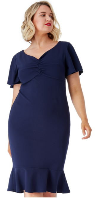 Plus Size Sequinned Dress (Navy) Mother of the Bride, Wedding Guest, Races, Formal Event