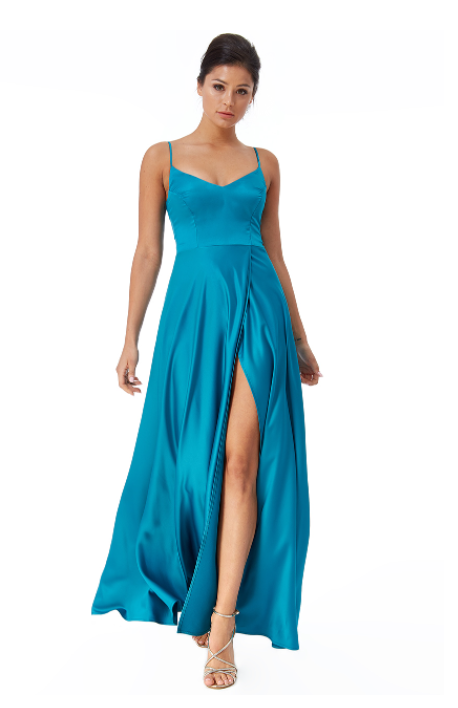 Side Split Dress (Teal-Size 6) Prom, Ball, Wedding Guest, Races, Formal Event, Races, Cocktail, Prom