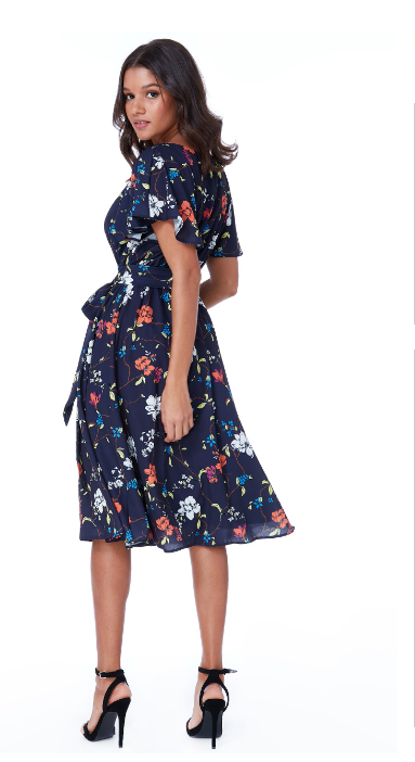 Floral Dress (Navy-Size 8) Wedding Guest, Races, Formal Event, Races, Cocktail, Prom