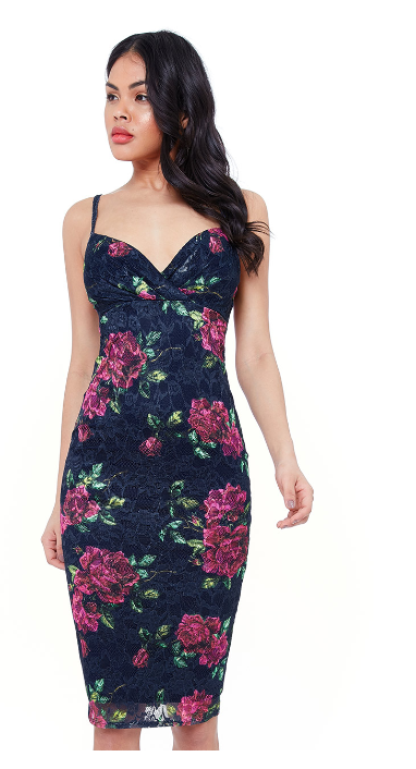 Floral Dress (Navy-Size 8) Wedding Guest, Races, Formal Event, Races, Cocktail, Prom