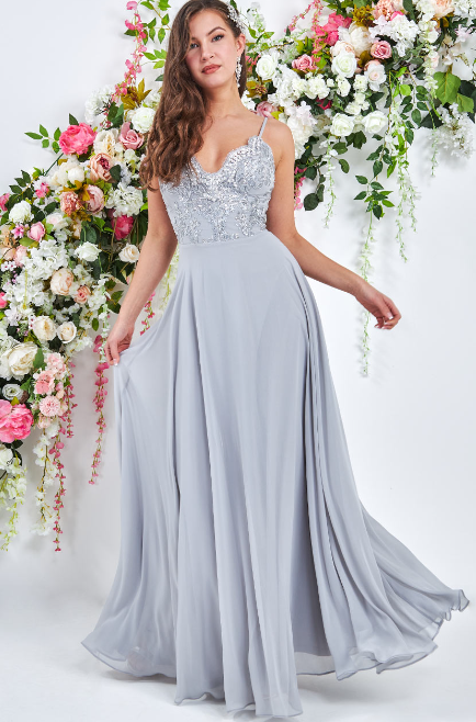 Gray formal dress for wedding best sale