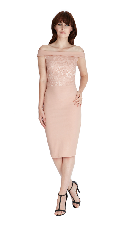 Bardot Dress (Nude-Size 16) Wedding Guest, Races, Formal Event, Races, Cocktail, Prom